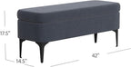 HomePop Upholstered Storage Bench with Metal Leg, 42" W, Blue Velvet