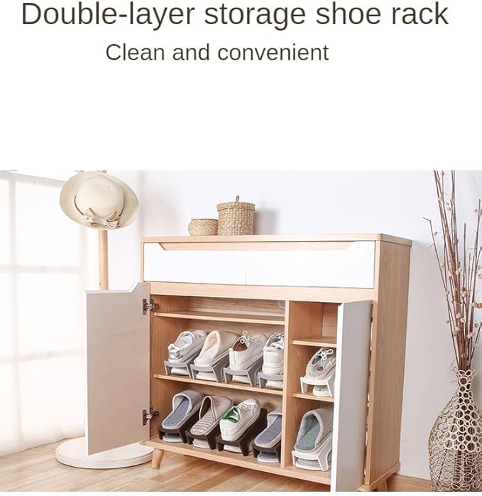 Shoe Stacker Organizers For Closet Shoe Stacker Slots Space Saver Double Layer Stack Shoe Racks, Increase Space by 200% Shoe Stackers for Home Closet Organization (green,2 pack)