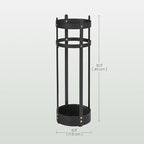 SONGMICS Umbrella Stand, Steel Round Umbrella Holder Rack, 6.9 x 6.9 x 19.3 Inches, with Detachable Drip Tray, for Entryway, Office, Stable, Assembly Required, Matte Black ULUC029B01