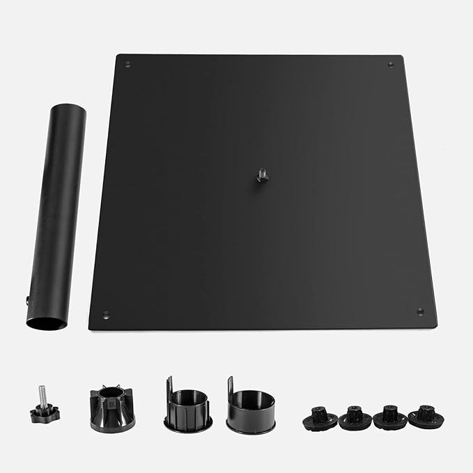 HAPPYGRILL 25" Patio Umbrella Base, 42 LBS Heavy Duty Umbrella Stand, Square Umbrella Base with Non-slip Pads, Tightening Knob & 2 Adapters