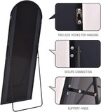 Arched Full Length Mirror, Floor Mirror with Stand, 71"x26" Large Wall Mirror Full Length, Body Floor Mirror, Wall Mounted for Bedroom, Black