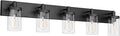 Aipsun Matte Black Bathroom Vanity Light Fixtures 5 Lights Industrial Lighting Fixtures Over Mirror with Clear Glass Shade(Exclude Bulb)