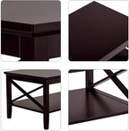 ChooChoo Oxford Coffee Table with Thicker Legs, Espresso Wood Coffee Table with Storage for Living Room 40 inches