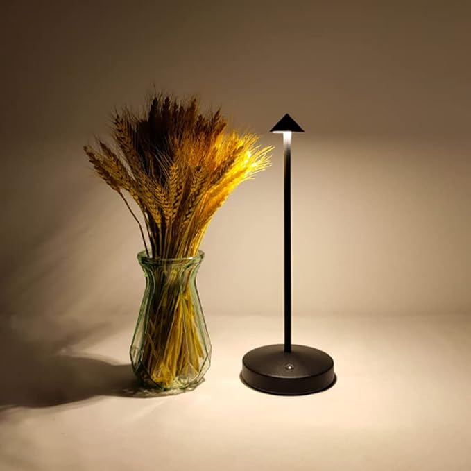 Rechargeable Cordless Table Lamp,Modern Black Battery Operated Table lamp,Portable LED Touch 2 Levels Brightness Dimmable Bar Lamp,Battery Powered Lamp for Bars,Restaurant,Living Room