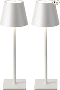 KDG 2 Pack Cordless Table Lamp, Portable LED Desk Lamp, 5000mAh Battery Operated, 3 Color Stepless Dimming Up, for Restaurant/Bedroom/Bars/Outdoor Party/Camping/Coffee Shop Night Light(White)