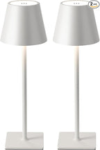 KDG 2 Pack Cordless Table Lamp, Portable LED Desk Lamp, 5000mAh Battery Operated, 3 Color Stepless Dimming Up, for Restaurant/Bedroom/Bars/Outdoor Party/Camping/Coffee Shop Night Light(White)