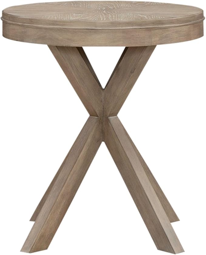 Liberty Furniture Brentwood Opt 3 Piece Living Room Set with Cocktail Table, 2 Round End Tables - Sandstone Oak Wood