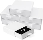 Cardboard Jewelry Boxes, 5 Pack 3.5×3.5x1Inch Jewelry Gift Boxes, Bulk Cotton Filled Small Jewelry Boxes with Lids for Necklace Ring Earring Display Box (White)