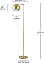 Globe Electric 12915 60" Floor Lamp, Satin Gold Finish, Vintage Glam Design, in-Line Switch, E26 Base, Gold and Brass Modern Floor Lamp for Living Rooms and Bedrooms