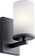 KICHLER 45495BK Crosby Wall Sconce, 1-Light 100 Watts, Black, 4.5"