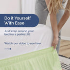 Wrap Around Dust Ruffle Bed Skirt - Light Sage - for Queen Size Beds w/ 12 Inch Drop - Easy Fit Elastic Strap - Adjustable Pleated Bedskirt w/Brushed Fabric - Wrinkle Free, Women, Men, Kids & Teens