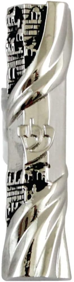 My Daily Styles Metal Nickel Car Mezuzah with Jerusalem Theme Travelers Prayer Scroll Jewish Hoshen Mezuza from Israel 2.5"