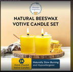 Alternative Imagination 100% Pure Natural Beeswax Votive Candles - 24 Pack - Hand-Poured - Unscented- Light Honey Aroma - 15 Hour Burn - Paraffin-Free, Long Lasting for Prayer, Meditation & Home Decor
