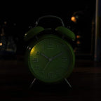 Peakeep 4 Inches Twin Bell Loud Alarm Clock for Heavy Sleepers, Battery Operated Old Fashioned Alarm Clock (3D-Dial, Green)