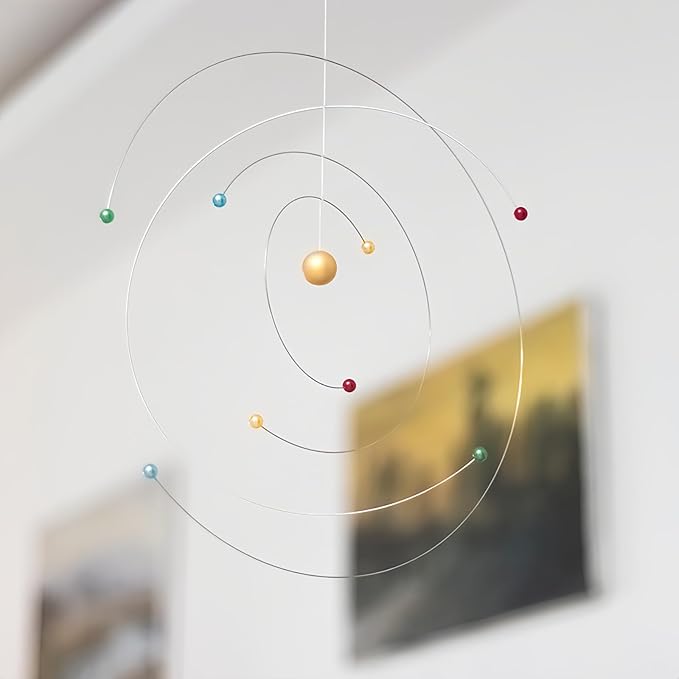 Atom Model Hanging Mobile - 13 Inches - Modern Decor Hanging Mobile for Home Office & Study, Contemporary Wall Ceiling Art - Handmade in Denmark by Flensted