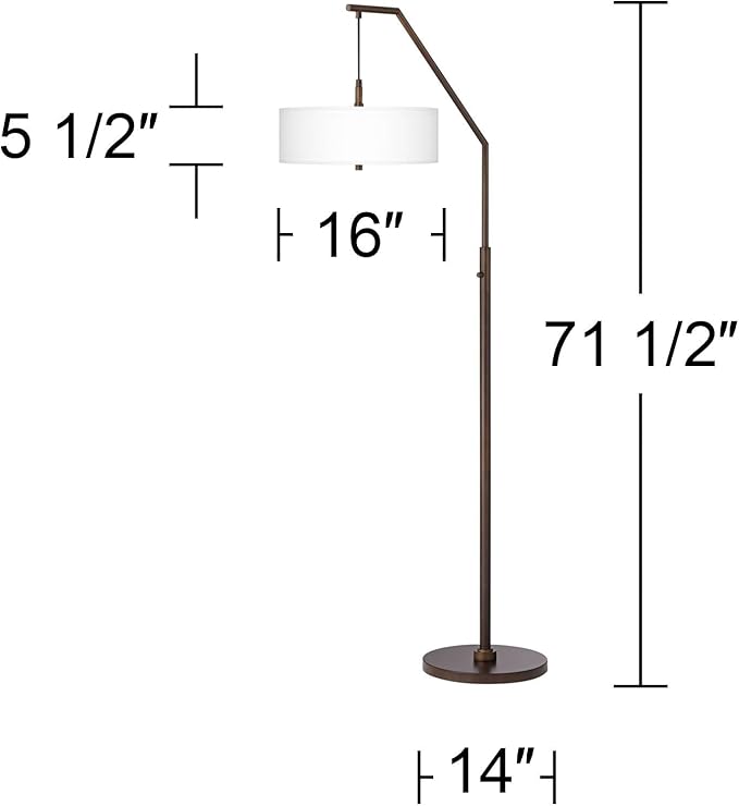 Farmhouse Rustic 71 1/2" Tall Standing Floor Lamp Large Arc Curved Downbridge Brown Metal Oil Rubbed Bronze Finish Living Room Bedroom House Reading Office Paper Bark Pattern Drum Shade