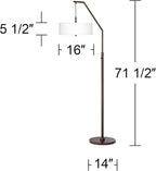 Farmhouse Rustic 71 1/2" Tall Standing Floor Lamp Large Arc Curved Downbridge Brown Metal Oil Rubbed Bronze Finish Living Room Bedroom House Reading Office Paper Bark Pattern Drum Shade