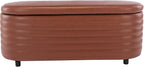 Kmax Storage Bench PU Leather Entryway Bench Upholstered Ottoman Bench for Bedroom Living Room Hallway, Brown