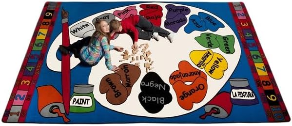 KIDCARPET.COM Paint Palette Rectangle Classroom Rug | Bordered Area Rug for Preschool Daycare Learning, 6' x 8'6"