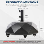 HOMSHADE H16 Patio Umbrella Stand Base with 5 Wheels - 127lbs Heavy Duty Rolling Weights Outdoor Market Umbrella Base, Refillable High-Density HDPE Materia Weights Stand for Outside Patio