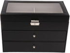 Large Capacity Sunglasses Storage Box Three-Layer 18 Digit Glasses Eyeglass Watch Display Case Organizer