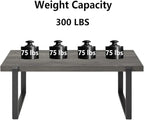EXCEFUR Modern Coffee Table, Rustic Wood and Metal Center Table, Rectangle Cocktail Tea Table for Living Room, Grey, 44 Inch