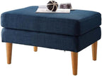 Convenience Concepts Designs4Comfort Marlow Ottoman 27" - Mid-Century Modern Upholstered Footrest & Seat for Living Room, Bedroom, Hallway, or Entryway, Dark Blue Fabric
