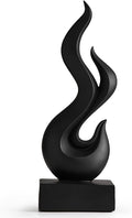 Modern Abstract Art Table Decoration, Gold Decor Flame Statue for Living Room Home, Black Shelf Decor Accents, Abstract Art Resin Sculpture for Dining Room, Office & Coffee Table Centerpiece (Black)