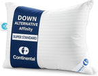 Continental Bedding Affinity Down Alternative Pillow, Medium Firm, 300TC 100% Cotton Shell, for Side, Back, and Stomach Sleepers