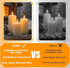 White Pillar Candles Bulk Set of 12, 3 Different Lengths 3 x 3/6/8 Inch (4 Each), Hurricane Candles, Dripless Unscented Smokeless, Gives You a Better Atmosphere When Organizing an Event Party.