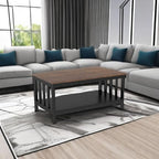 ChooChoo Farmhouse Coffee Table, Black Living Room Table with Shelf, 40 Inch