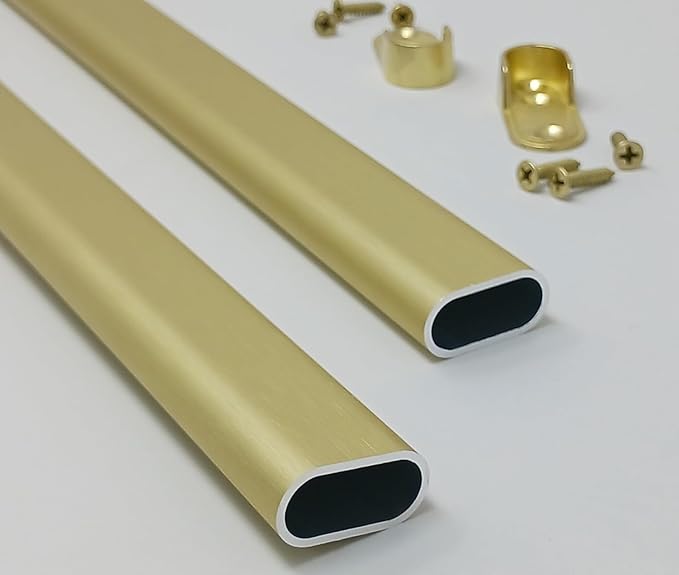 5-Case Pack Matte Brass 96" Oval Wardrobe Closet Tubing Aluminum Rods - 1.5mm Thickness