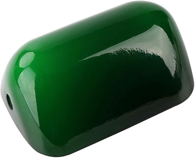 FIRVRE Mini Green Glass Bankers Desk Lamp Shade Replacement Cover,Small bankers lamp shade("5.9 IN " L "3.7IN" W)