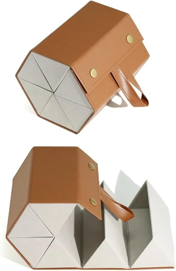 Portable Foldable Glasses Box 3/5 Multi-Slot Eyeglass Storage Display Organizer PU Leather Travel Sunglasses Case(Khaki,Medium)