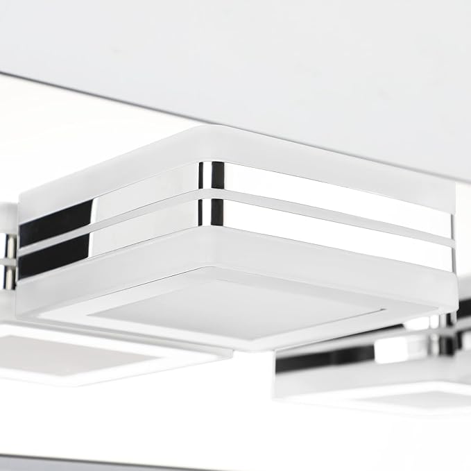 SOLFART Modern Dimmable Vanity Lights for Bathroom LED 3 Light Bathroom Lights Over Mirror Chrome Bath Wall Lighting