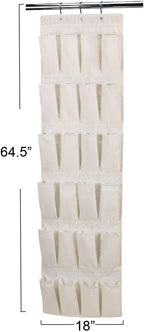 Household Essentials Over The Door 24 Packet Shoe Storage Organizer, Natural Canvas