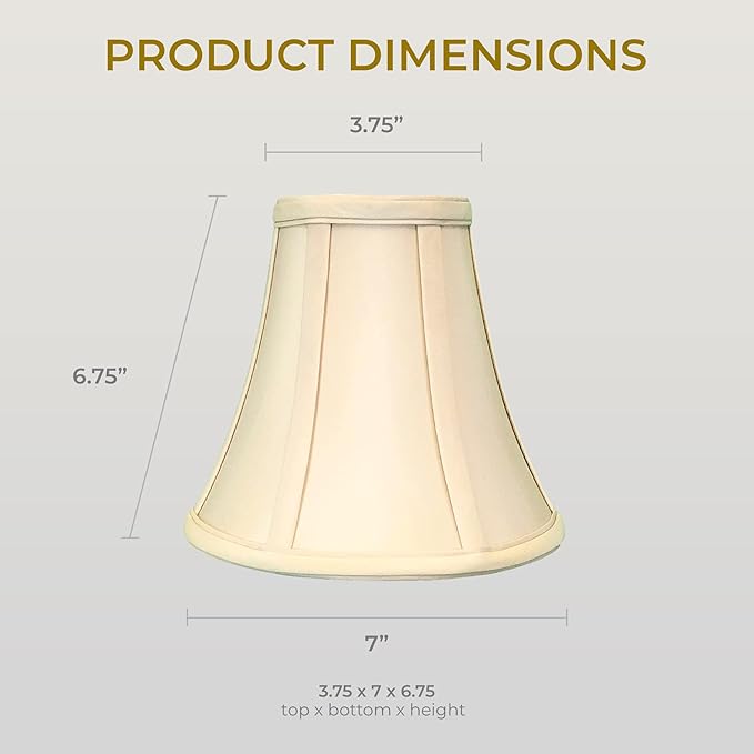 Royal Designs, Inc. BSO-704RC-7BG True Bell Basic Lamp Shade with Round Clip, 3.75 x 7 x 6.75, Beige