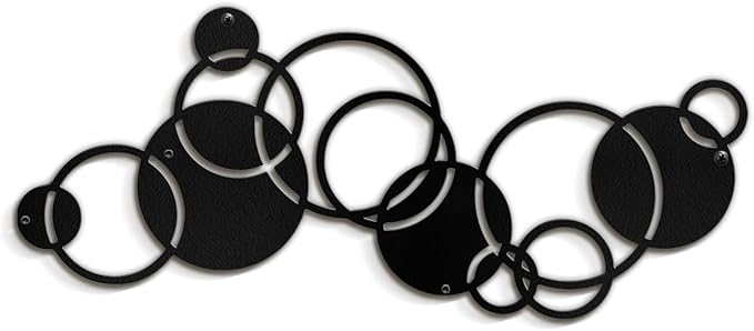 SIGNLEADER Metal Wall Art Decor Circle Shapes Minimalist Modern Abstract Wall Sculpture Hangings Home Decoration for Living Room, Bedroom, Bathroom, Kitchen, Outdoor - 36" Black