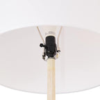 Globe Electric 65" Floor Lamp, Wood-Toned Finish, White Cotton Shade, Japandi Style, E26 Base, On/Off Rotary Switch, 5-Ft Cord, 52112