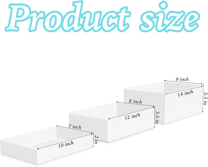 3Pcs White Buffet Risers 10" 12" 14" Acrylic Food Risers Display Stands Catering Supplies Buffet Display with Hollow Bottom