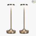 2 Pack LED Cordless Table Lamp Rechargeable，Outdoor Battery Operated Desk Lamp Touch 3 Color Dimming Portable Waterproof Night Light for Patio/Restaurant/Dining/Home (Chrome)