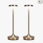2 Pack LED Cordless Table Lamp Rechargeable，Outdoor Battery Operated Desk Lamp Touch 3 Color Dimming Portable Waterproof Night Light for Patio/Restaurant/Dining/Home (Chrome)