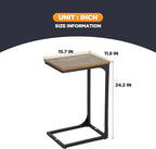 FDW C-Shaped End Table Wooden Top Side Table Adjustable Feet Small Cough Table Bedside End Table with Metal Frame for Bedroom Living Room,Set of 2,Brown