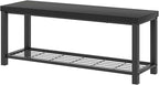 EXCEFUR Entryway Bench, Modern Wood and Metal Storage Bench for Hallway Front Door Entrance, Industrial Indoor Shoe Rack Bench Seat for Bedroom Living Room, 43.3 Inch Black