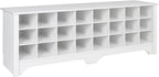 Prepac White Hall Bench with Storage and Seating: 24-Shoe Cubby Bench, Ideal White Shoe Rack for Entryway, Sized 15.5" D x 60" W x 20.25" H
