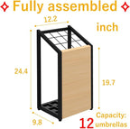 AKIRA Mid-Size Umbrella Stand for 12-Umbrellas Modern Natural Wood Grain & Black Metal Entryway Organizer Rack Holder for Office or Lobby, Model US-US-0325-BKNA