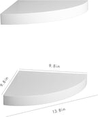 AHDECOR Wood Corner Shelves White, Durable Floating Corner Shelf for Organizing and Displaying Décor in Any Room, Set of 2