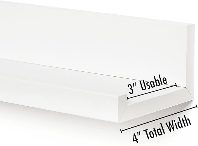 Americanflat 24" Floating Shelf - Made of Engineered Wood with Lipped Ledge - Long Floating Wall Shelves for Bedroom, Bathroom, Kitchen, Office, and Living Room - White