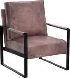 Container Furniture Classic Mid Century Modern Accent Chair with Durable Square Metal Frame, Armchair for Living Room, Bedroom, Home Office in Spotted Microfiber Upholstery, Dark Brown