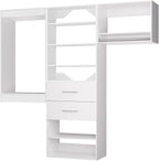 ROOMTEC Modular Closet System, 90" Wall Mounted Modern Closet Organizer with Hanging Rods and Drawers, Wooden Tower for Walk-In Closets, Wardrobe Storage Kit, White
